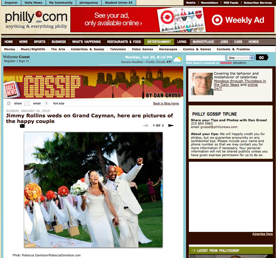 Jimmy and Johari Rollins Wedding hits the Media - Rebecca Davidson