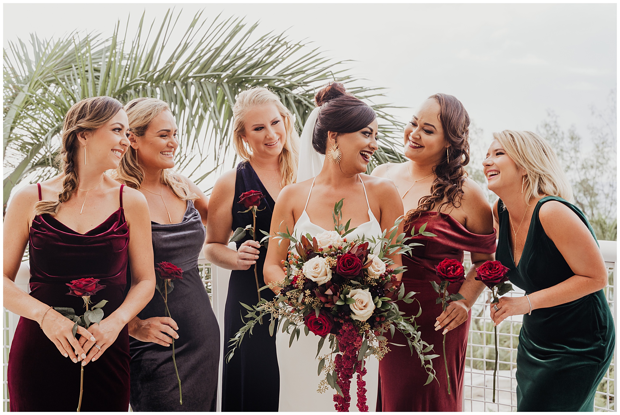 gorgeous boho velvet dresses bridal party dark burgundy roses